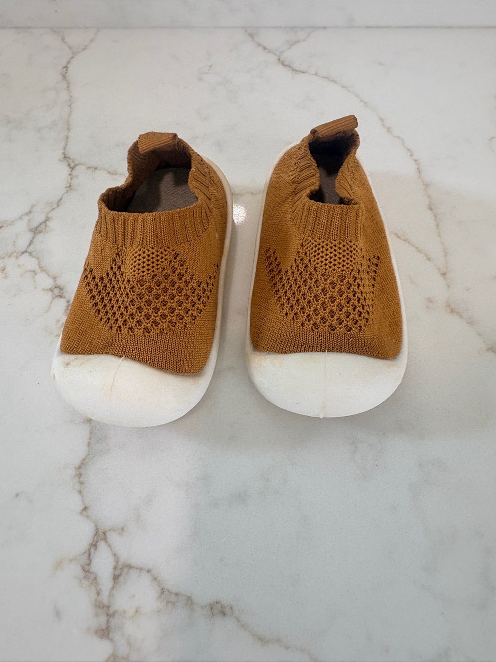 Kids Slip-On Knit Sneakers in Cinnamon Brown